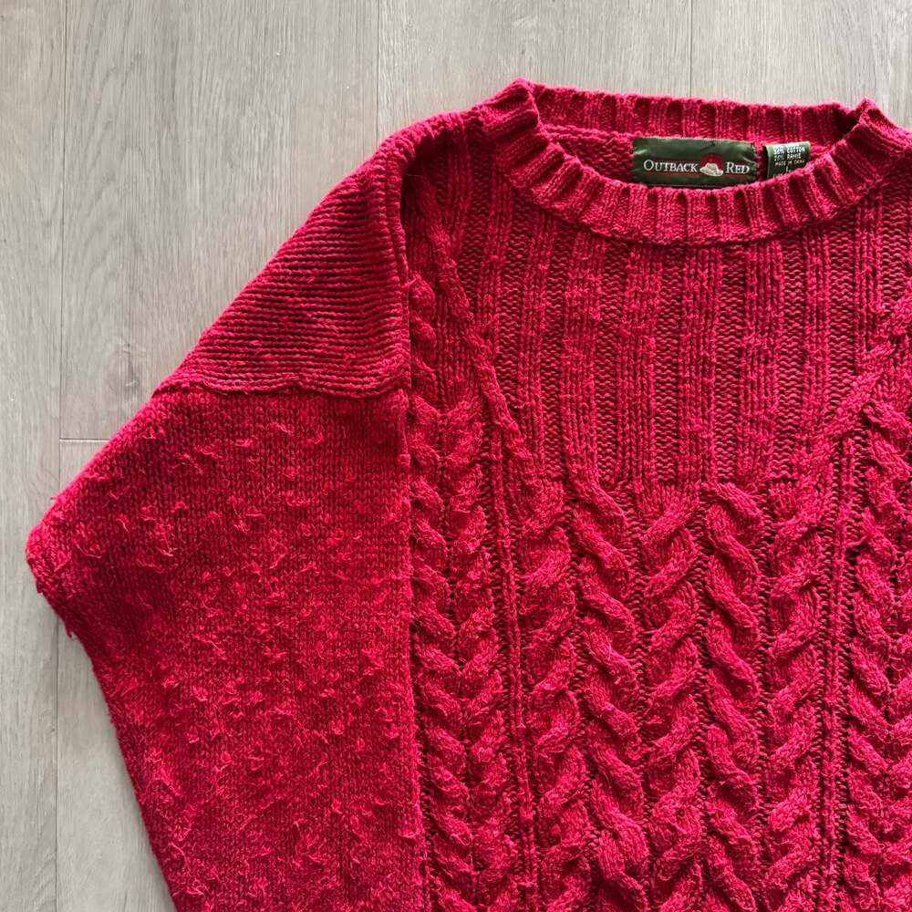 Outback Red Vintage Cable Knit Sweater Red Size L - Picture 4 of 10